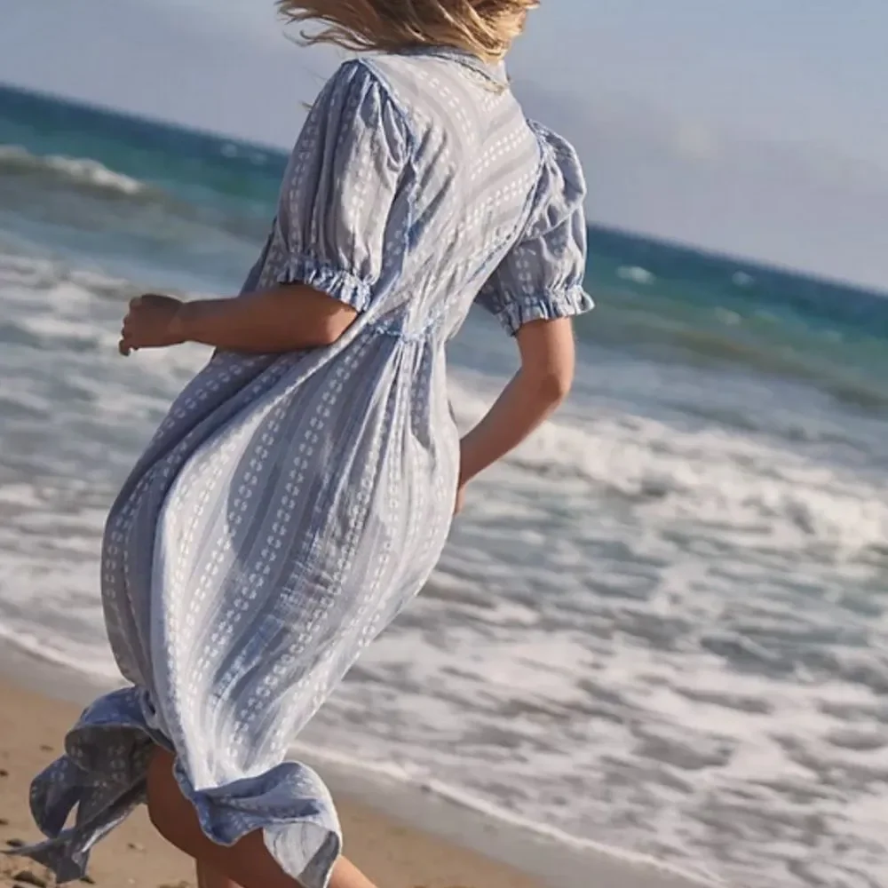 NWT FREE PEOPLE Sz XS RODEO MIDI DRESS EMBROIDERED SHIRT DRESS_5